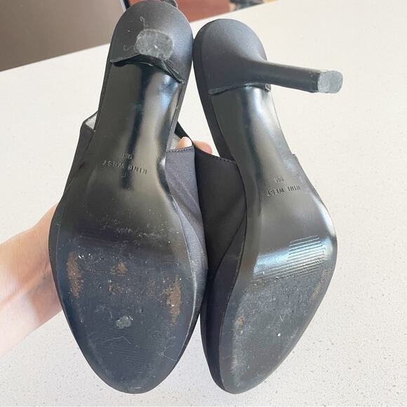 Nine West Black Slingback Heels Fabric Size 9 with 4.5” Heel Round Toe - Picture 8 of 11